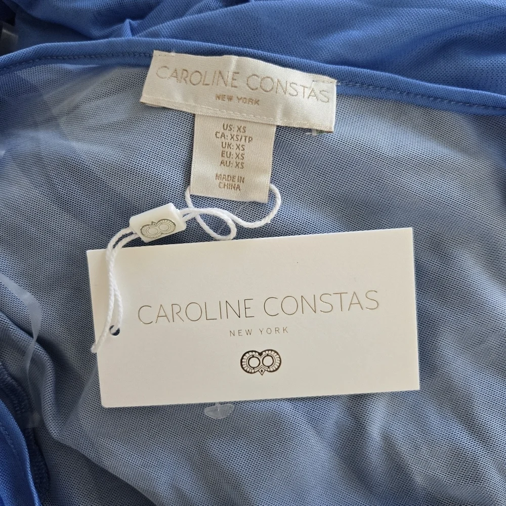 New Caroline Constas Blue Long Tunic Kaftan Beach Swim Cover-Up XS NWT
